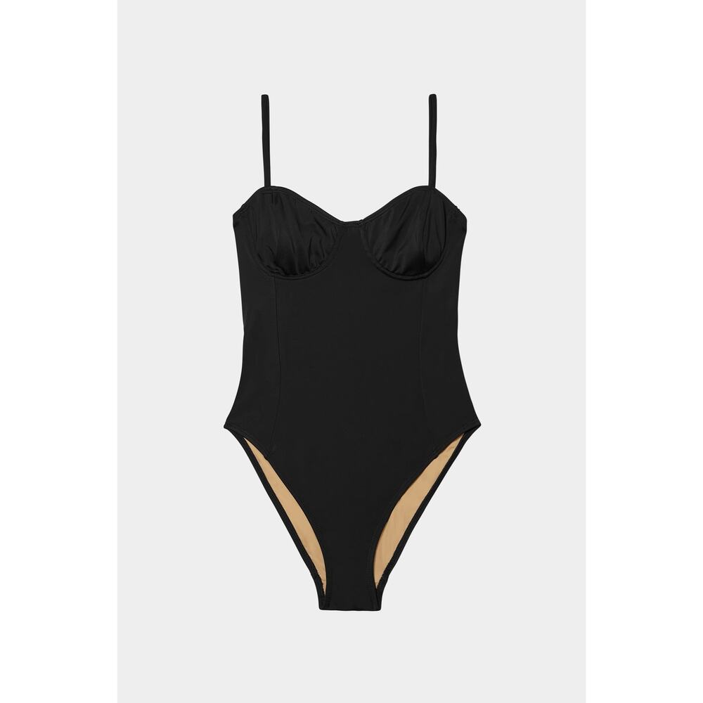 Nu Swim Black Bustier Classic Swimsuit One Piece Size Medium